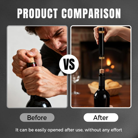 TQBAJ Aeropop needle and air pump enable quick cork removal.