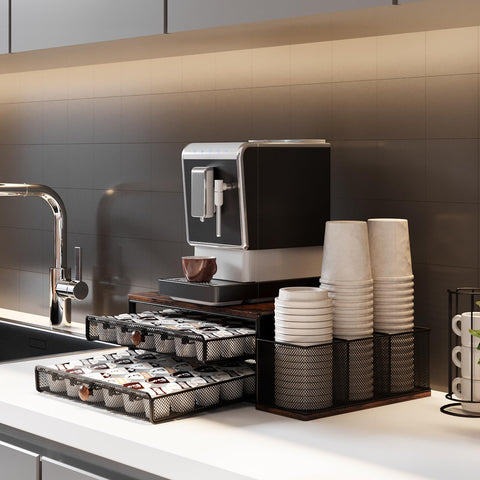 TQVAI K Cup Holder includes cups and lids storage within reach