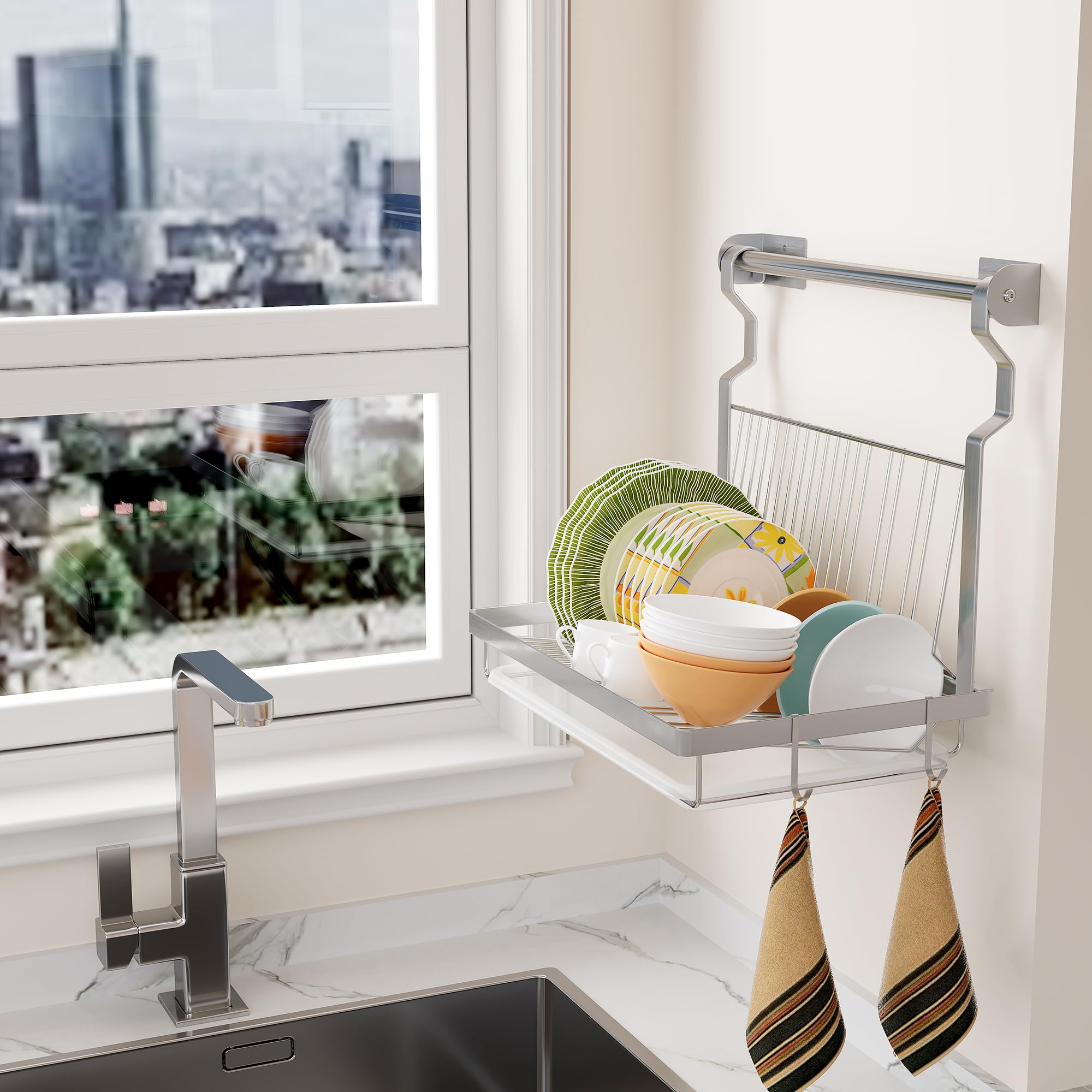 TQVAI S-hooks for utensils and towels keep essentials handy.