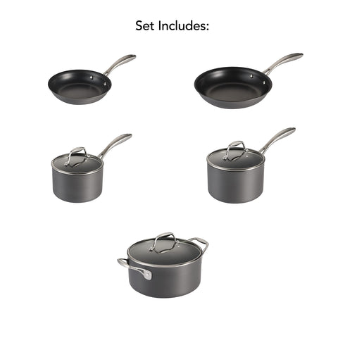 Tramontina OnyxPro tempered glass lids with wide rims for monitoring cooking.