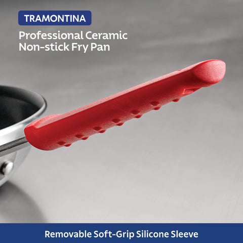 Tramontina heavy-gauge aluminum construction delivers quick, even heating.