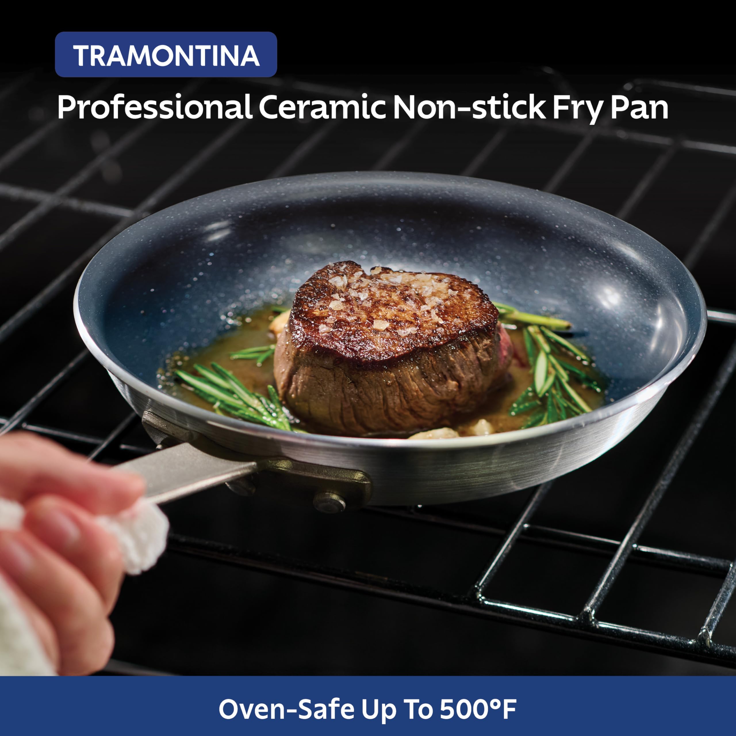 Tramontina 8-inch pan oven-safe usage under 400°F.