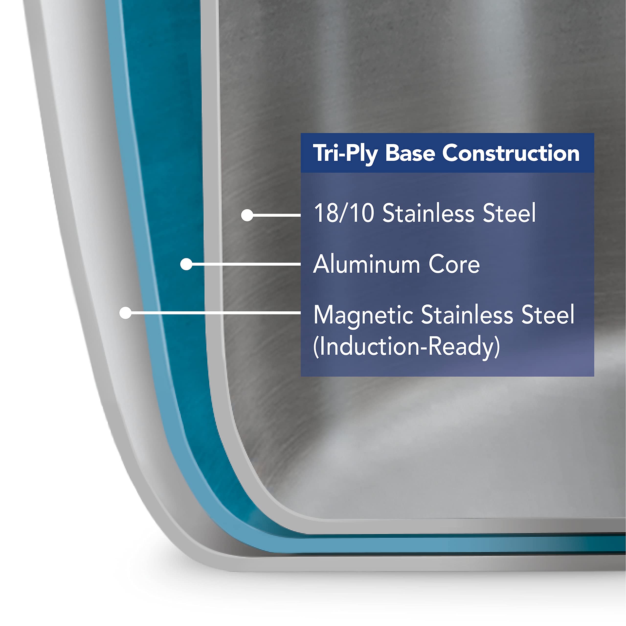 Tramontina Signature stock pot shown with pasta to illustrate 8-quart capacity.