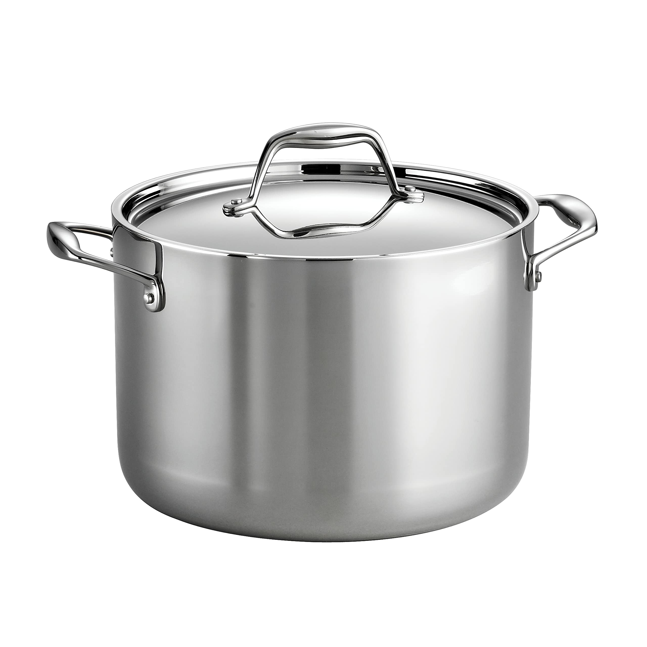 Tramontina Signature Tri-Ply 8qt stock pot with lid for even heating and large meals.