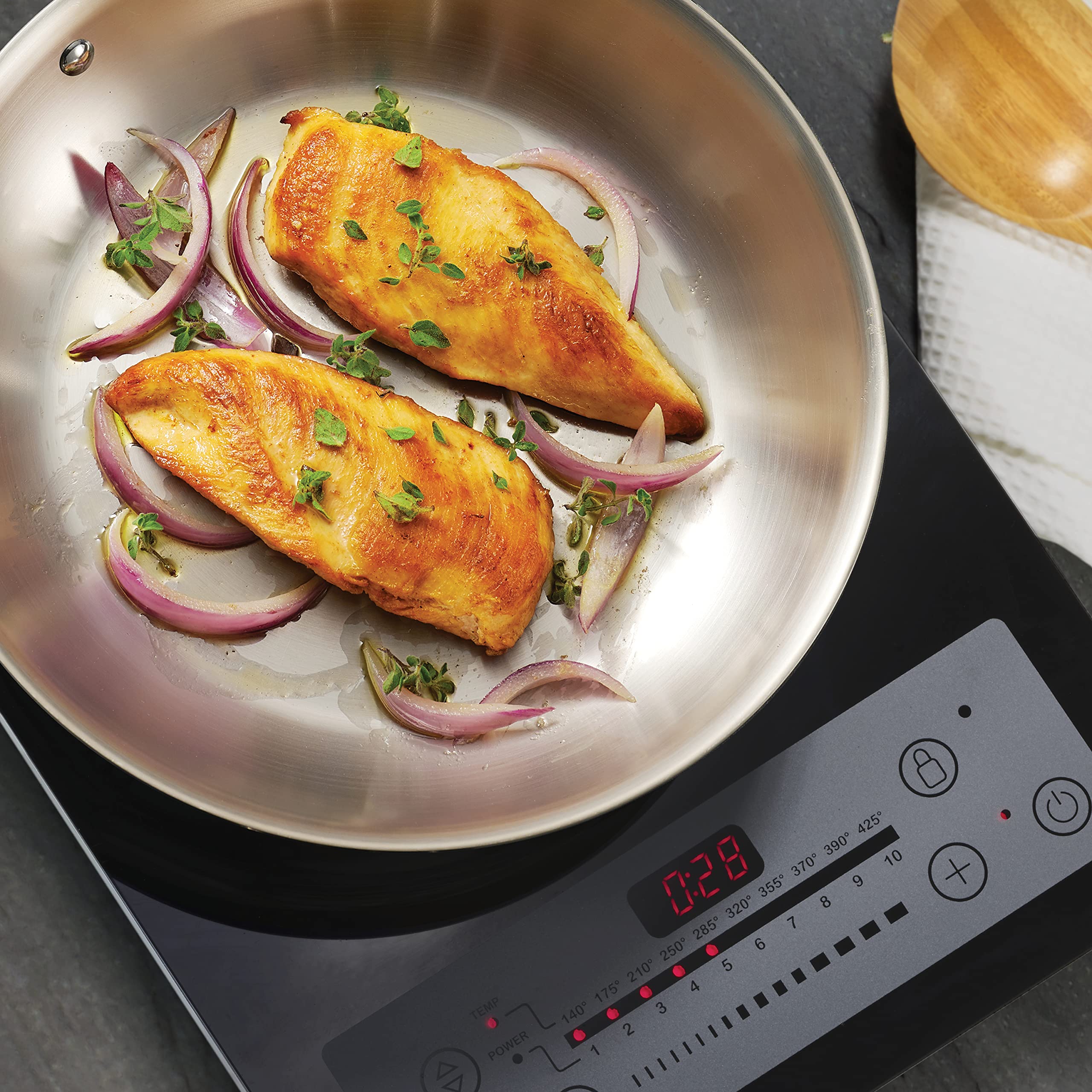 Induction-ready Tramontina braiser pan suitable for all cooktops