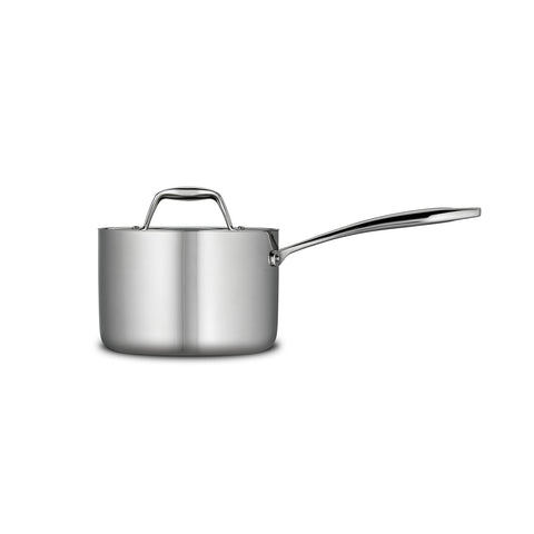 Tramontina Signature Tri-Ply Saucepan with lid demonstrates moisture retention.