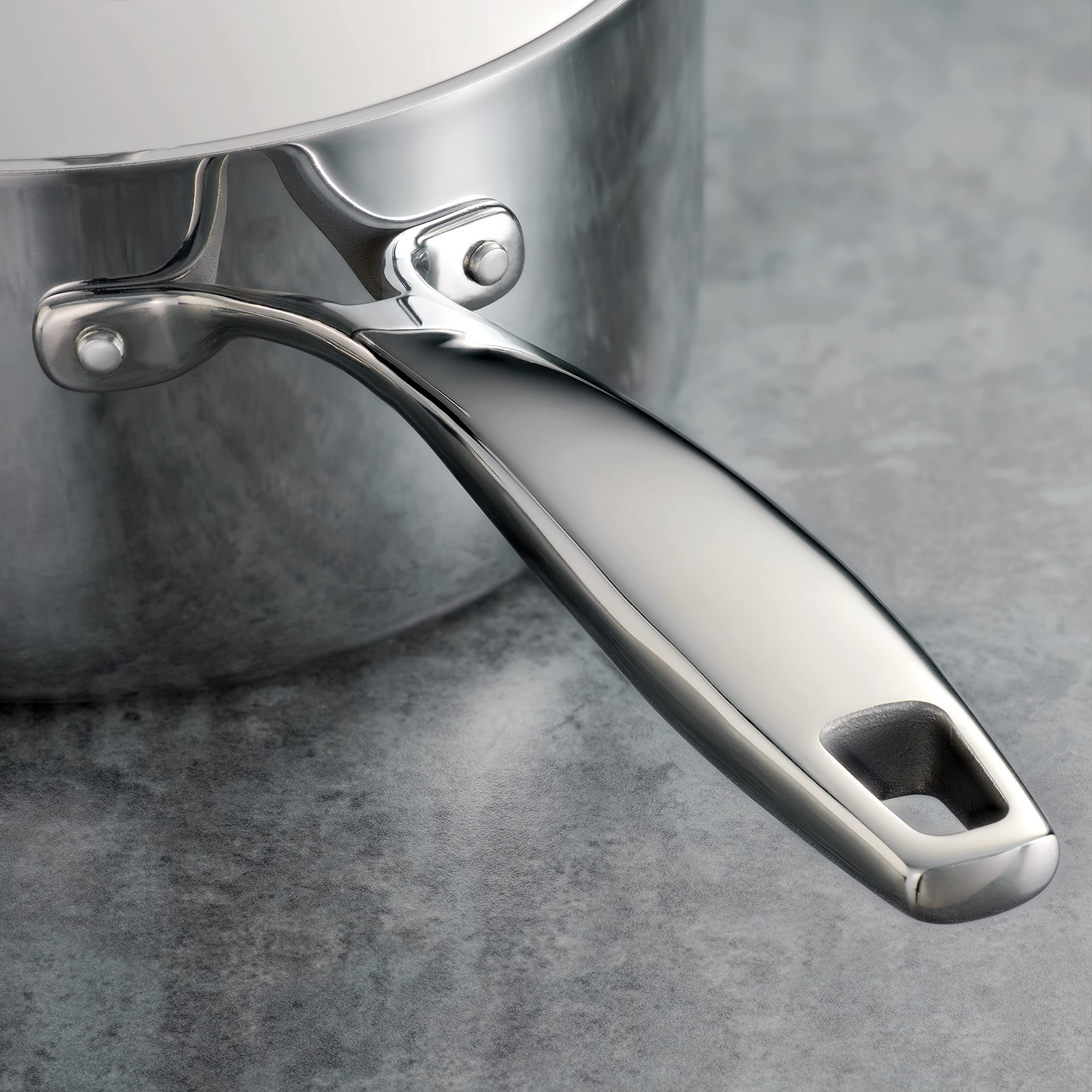 Tramontina Signature Tri-Ply Saucepan transitions from stovetop to oven up to 500°F.