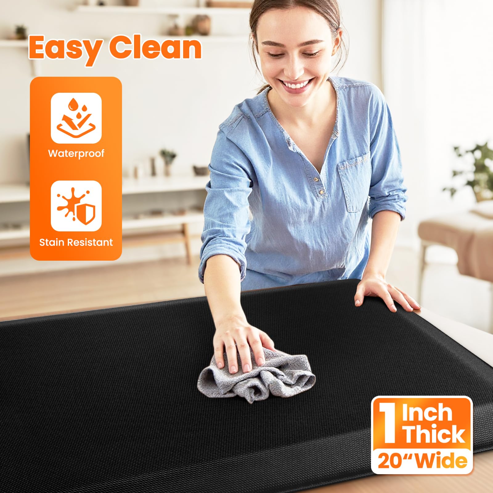 TranquilMoments sleek black mat blends with modern kitchen decor.