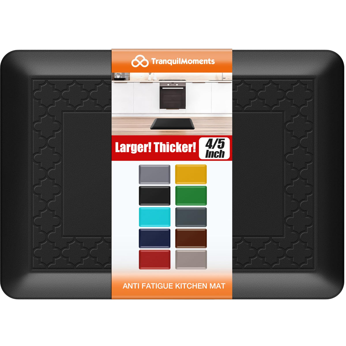 TranquilMoments kitchen mat four-fifths-inch memory foam top view delivers cushioned support.