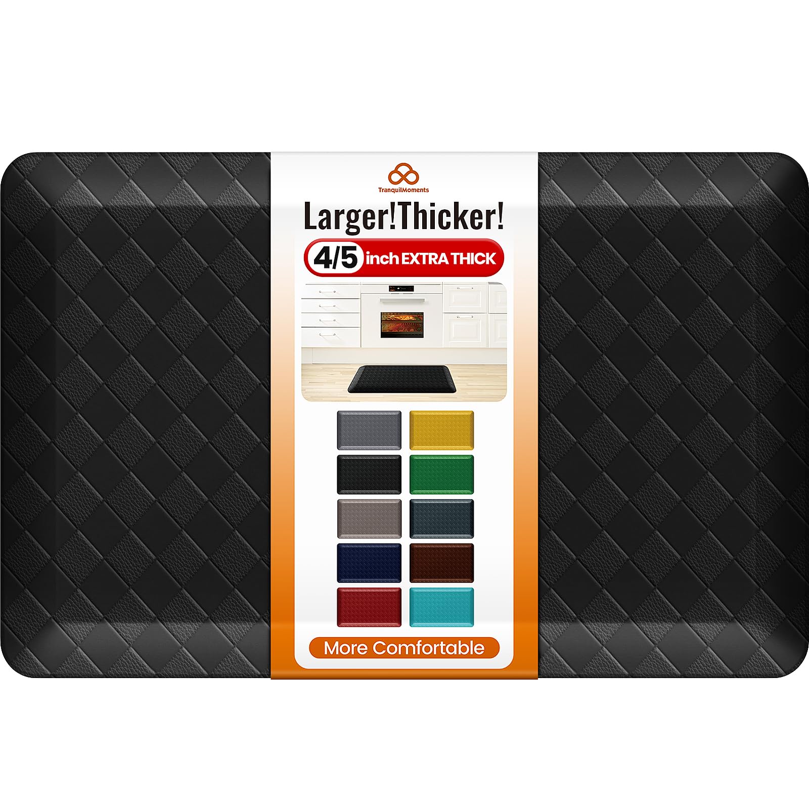 TranquilMoments kitchen mat top view shows thick cushioning for comfortable standing