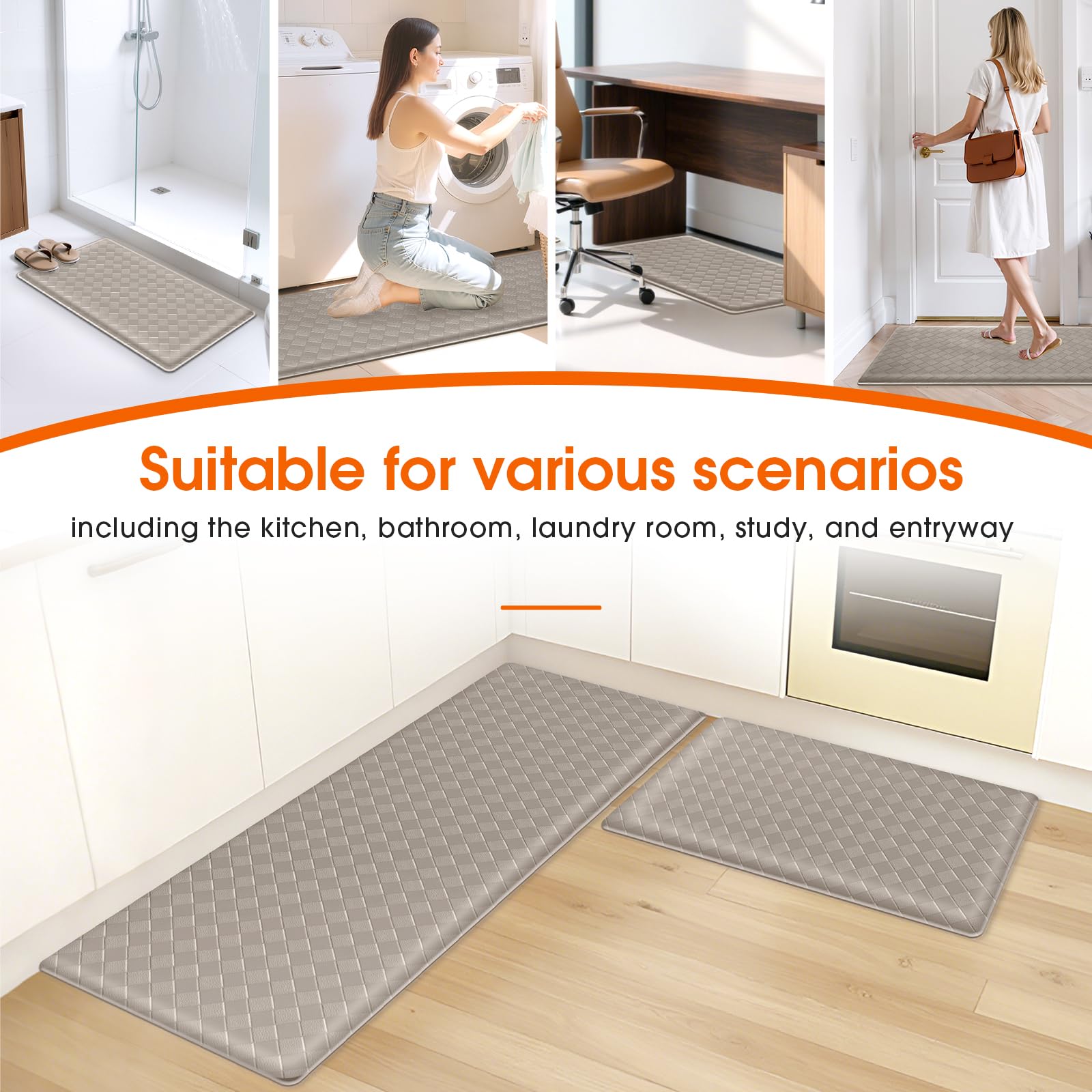 TranquilRelax Diamond Kitchen Mat kitchen setting complements decor with a modern diamond pattern