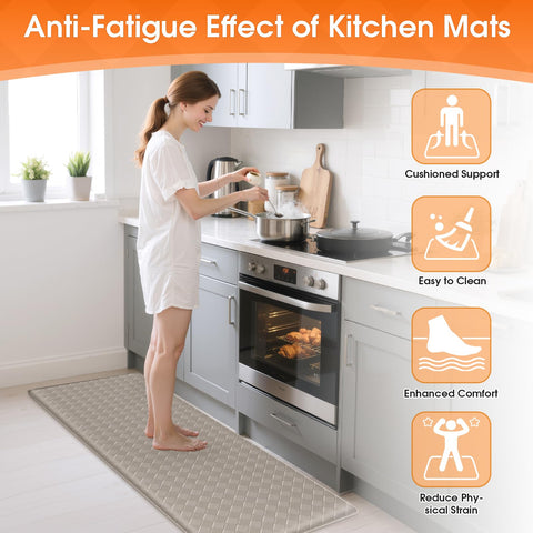 TranquilRelax Diamond Kitchen Mat non-slip underside keeps mats in place on slick floors