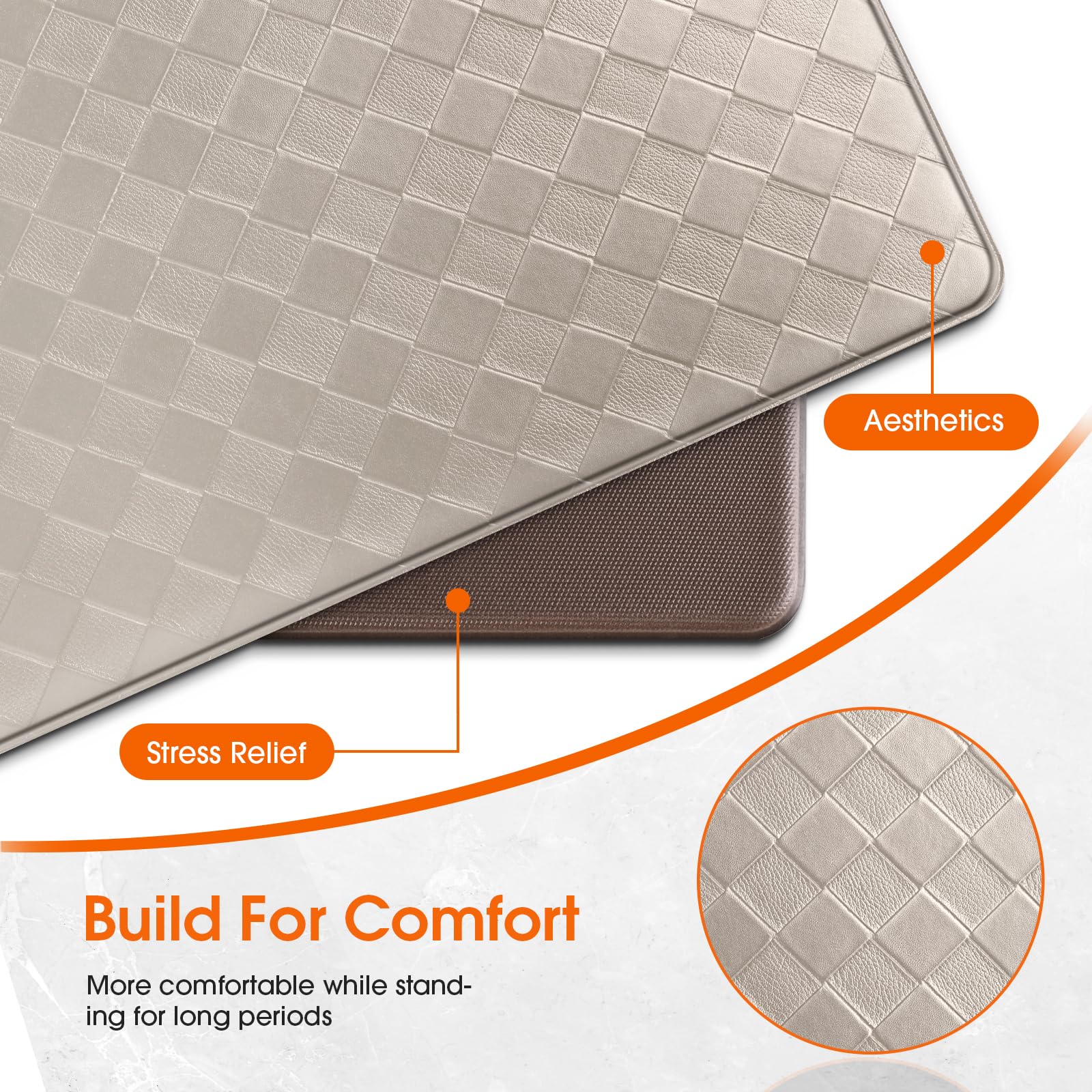 TranquilRelax Diamond Kitchen Mat 17.3x30+17.3x59 larger setup for wide spaces