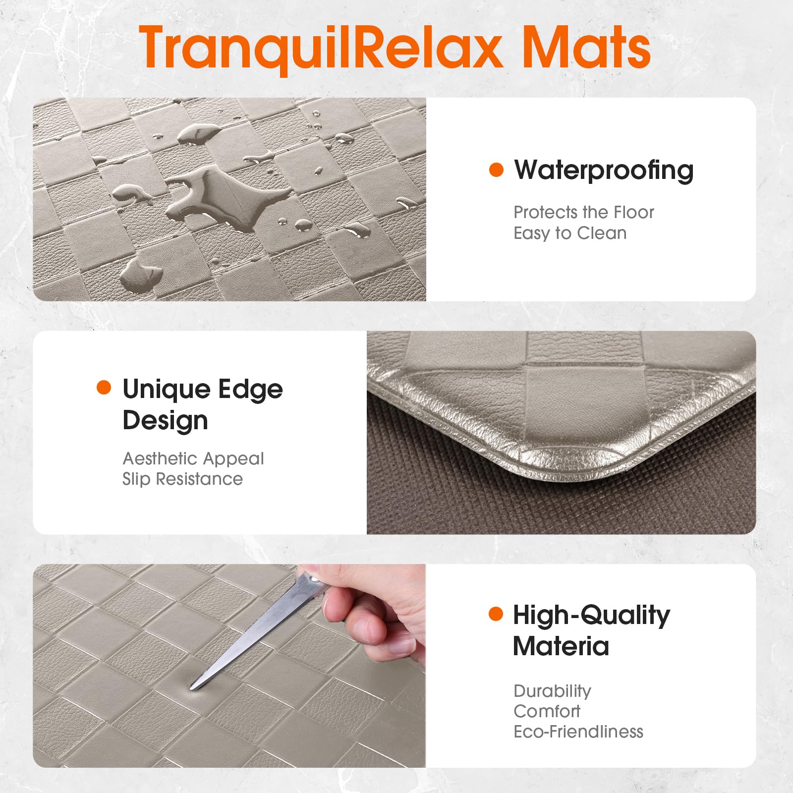 TranquilRelax Diamond Kitchen Mat waterproof surface ready for spills and easy cleaning