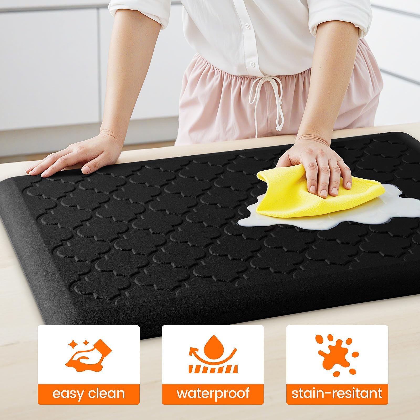 TranquilRelax mat in a modern kitchen for daily standing tasks.