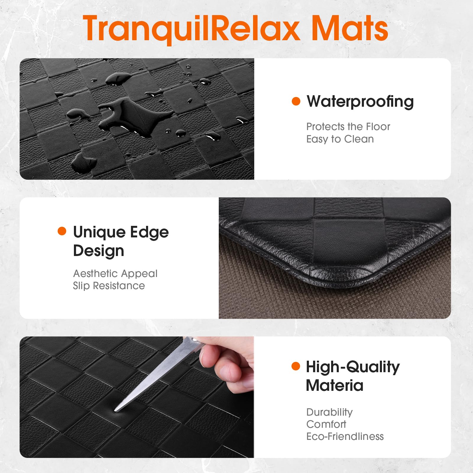 TranquilRelax kitchen mats near the entryway support standing tasks and comfort