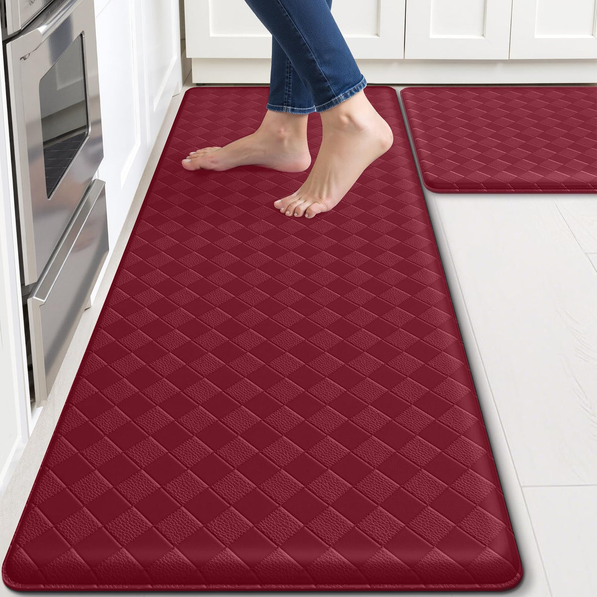 TranquilRelax kitchen mats front-sink red provide cushioned support for busy sink tasks.