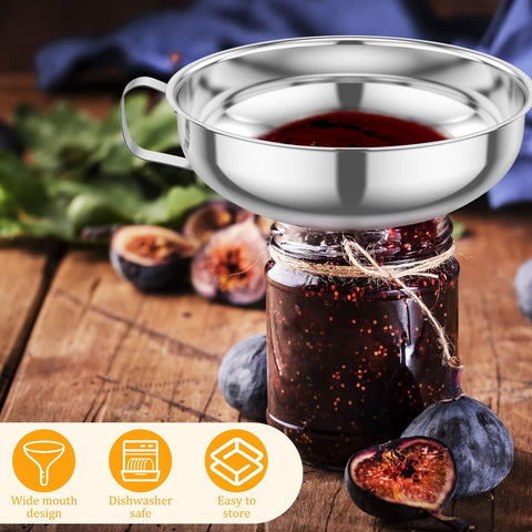 Transfers jam spices sugar with minimal spills using funnels