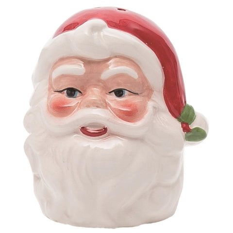 Transpac Santa salt and pepper set side view, vibrant multicolor details.