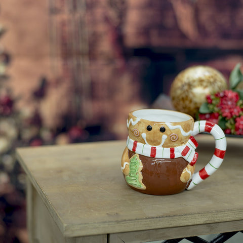 Transpac Gingerbreadman Mug craftsmanship close-up highlights festive detailing for holiday serveware.