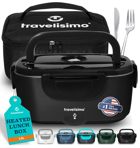 TRAVELISIMO electric lunch box front view for convenient hot meals on the go.