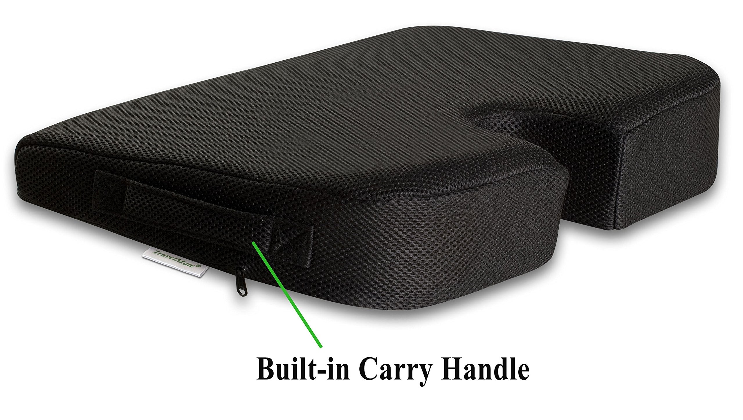 TravelMate cushion fits most bucket seats for car, home, or office.