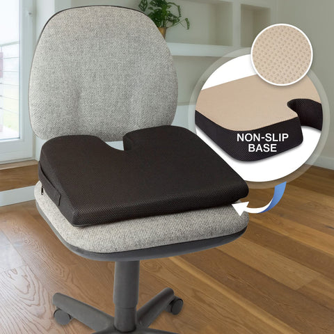 TravelMate non-slip cover keeps cushion steady on polished floors.