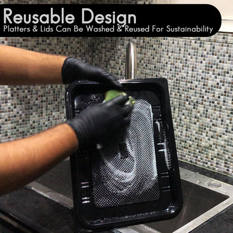 TRAYA washable serving trays simplify cleanup and reuse across events.