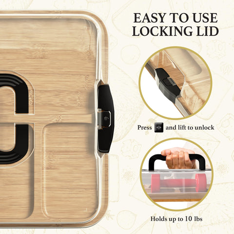 Trayful Charcuterie Board with Lid durable wood construction for long-lasting serving.