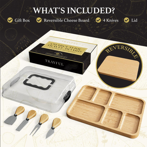 Trayful Charcuterie Board with Lid large serving platter for 4-8 guests.