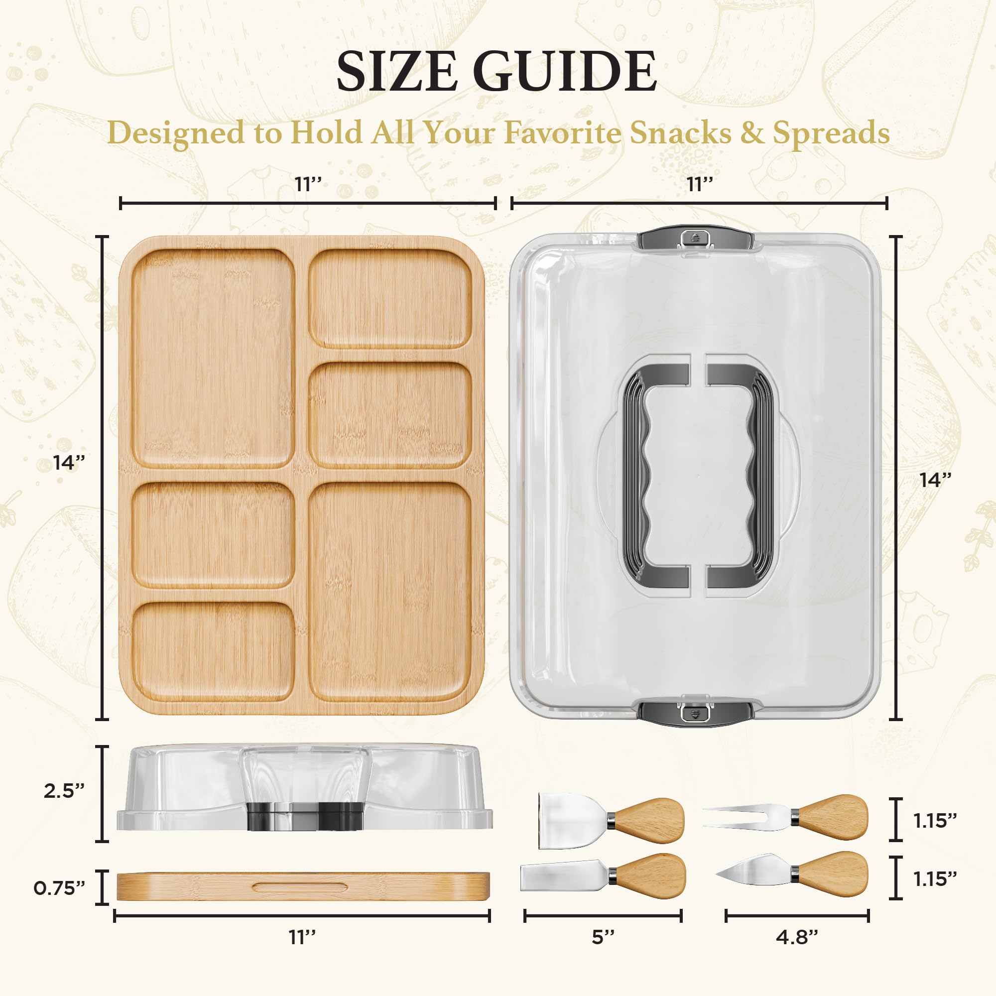 Trayful Charcuterie Board with Lid smooth surface for quick cleanup.