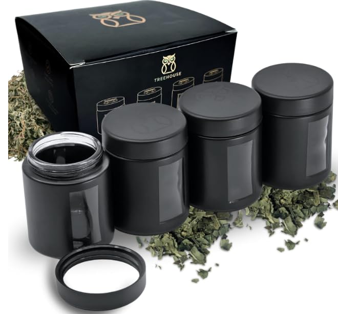 Treehouse Stash Jar four-pack with viewing window for quick content checks