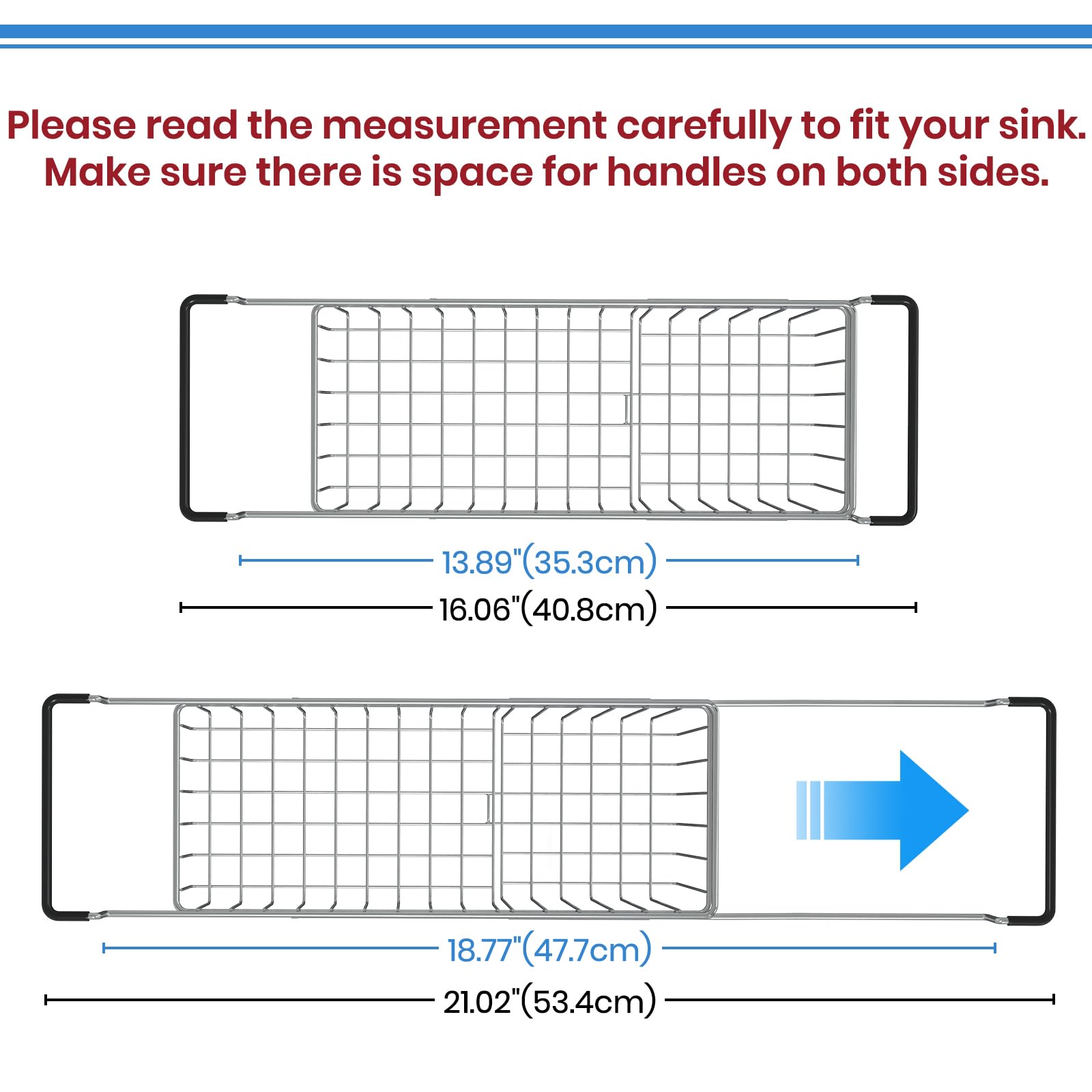 TreeLen insink storage demonstrates adaptable width for 16 to 21 inch sinks.