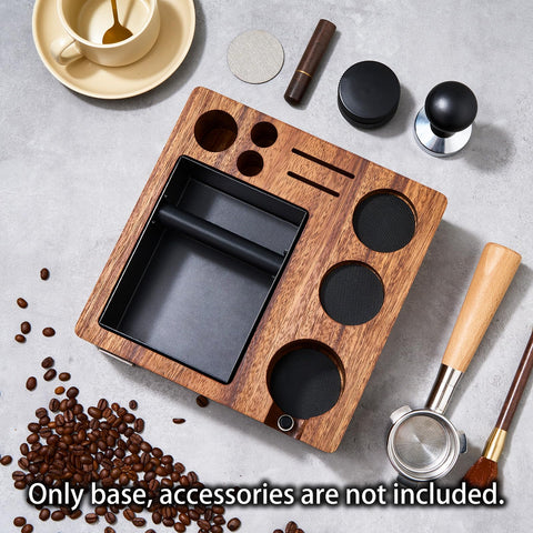 TREELF Espresso tamping station accessory slot keeps tools within reach