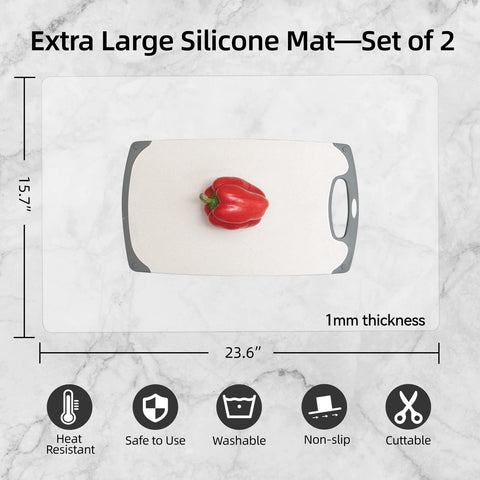 Treerit silicone mat non-slip surface under cutting board for stable prep.