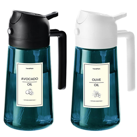 TrendPlain blue glass olive oil sprayer pour bottle for precise pour and spray control