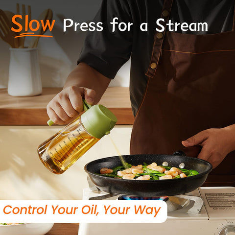 TrendPlain glass body olive oil dispenser side view for clear visibility