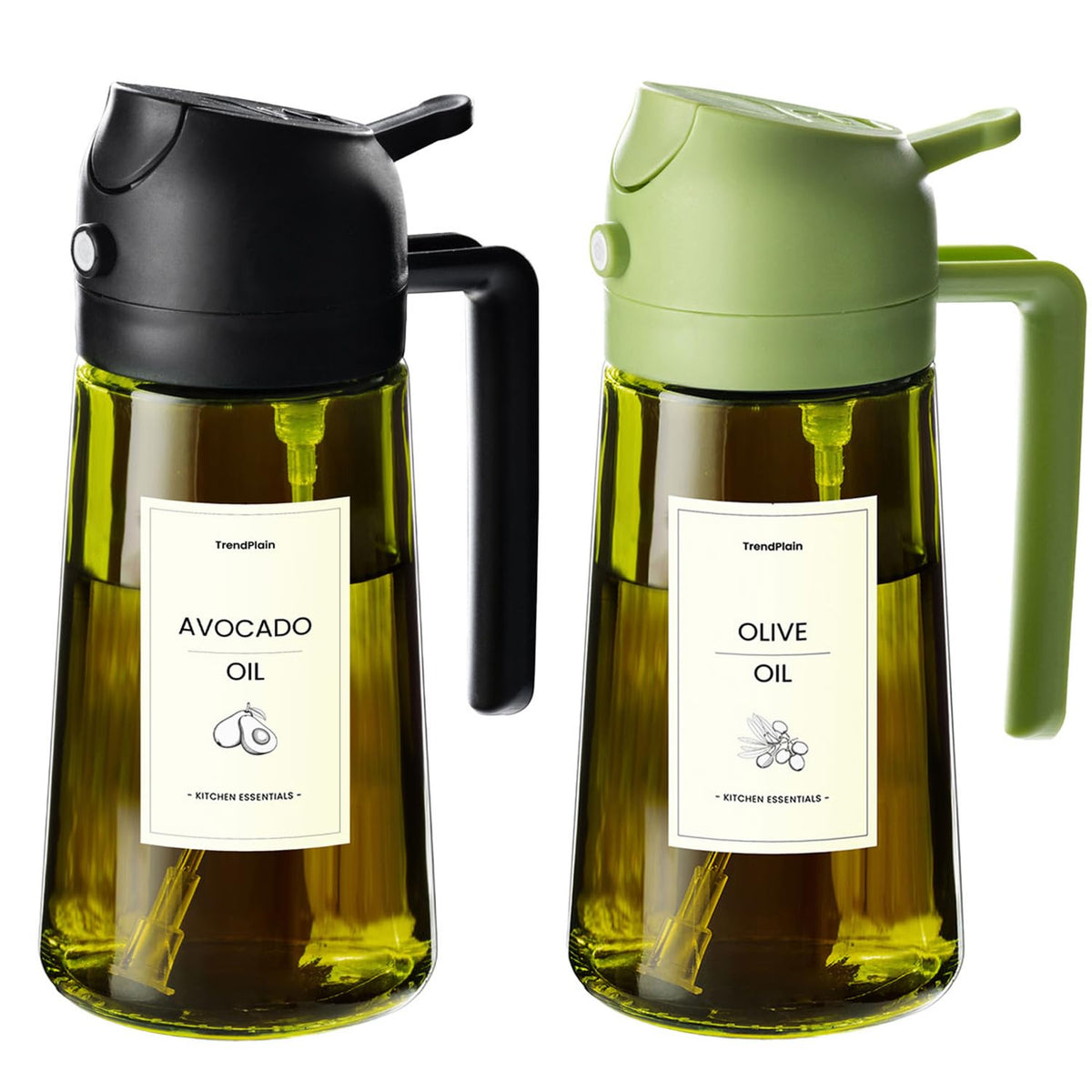 TrendPlain olive oil dispenser bottle 16oz for precise pours in daily cooking.