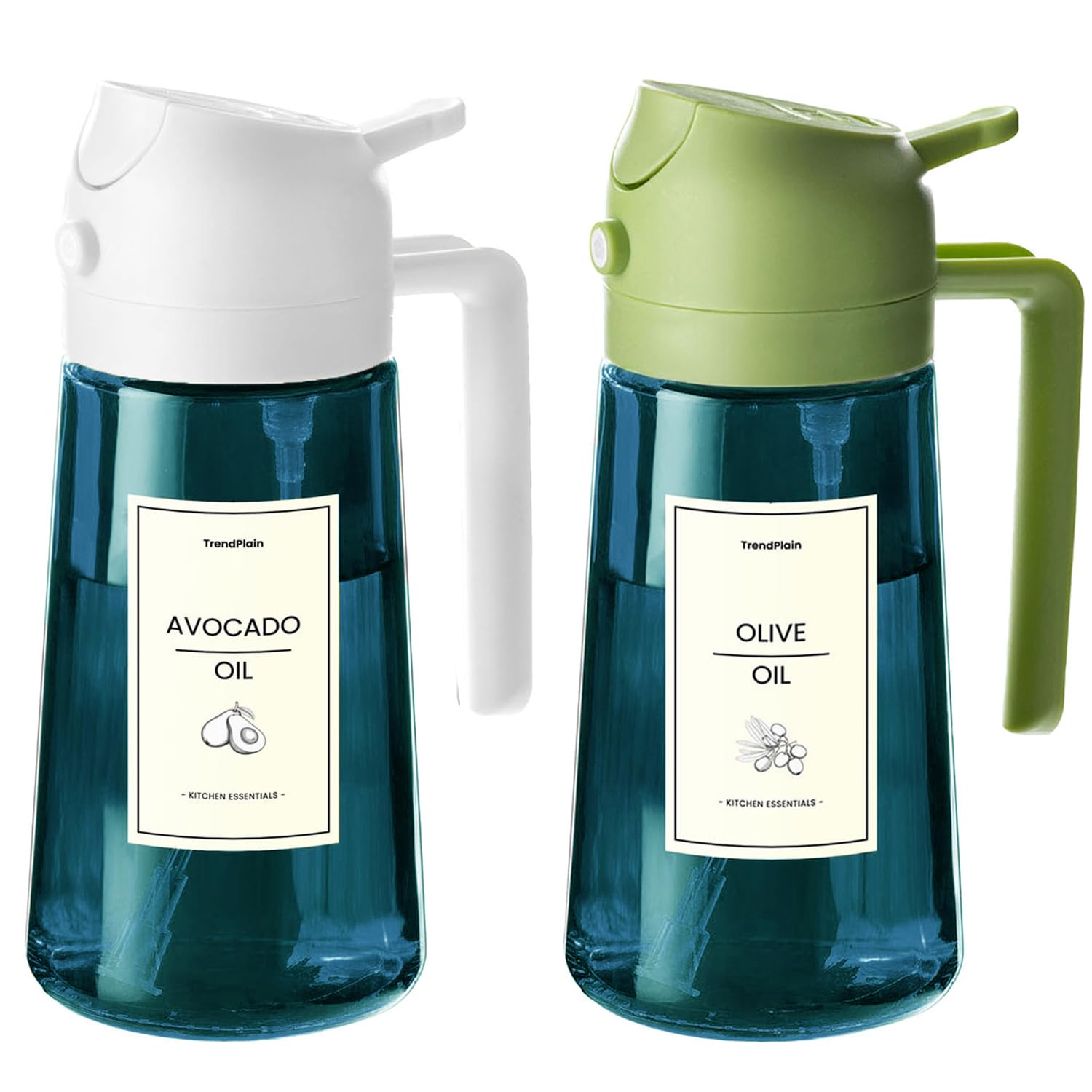 TrendPlain olive oil sprayer 16oz blue bottle with precise pour and mist