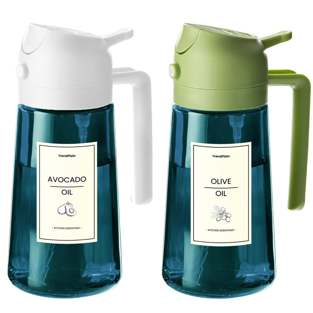 TrendPlain olive oil sprayer 16oz blue bottle with precise pour and mist