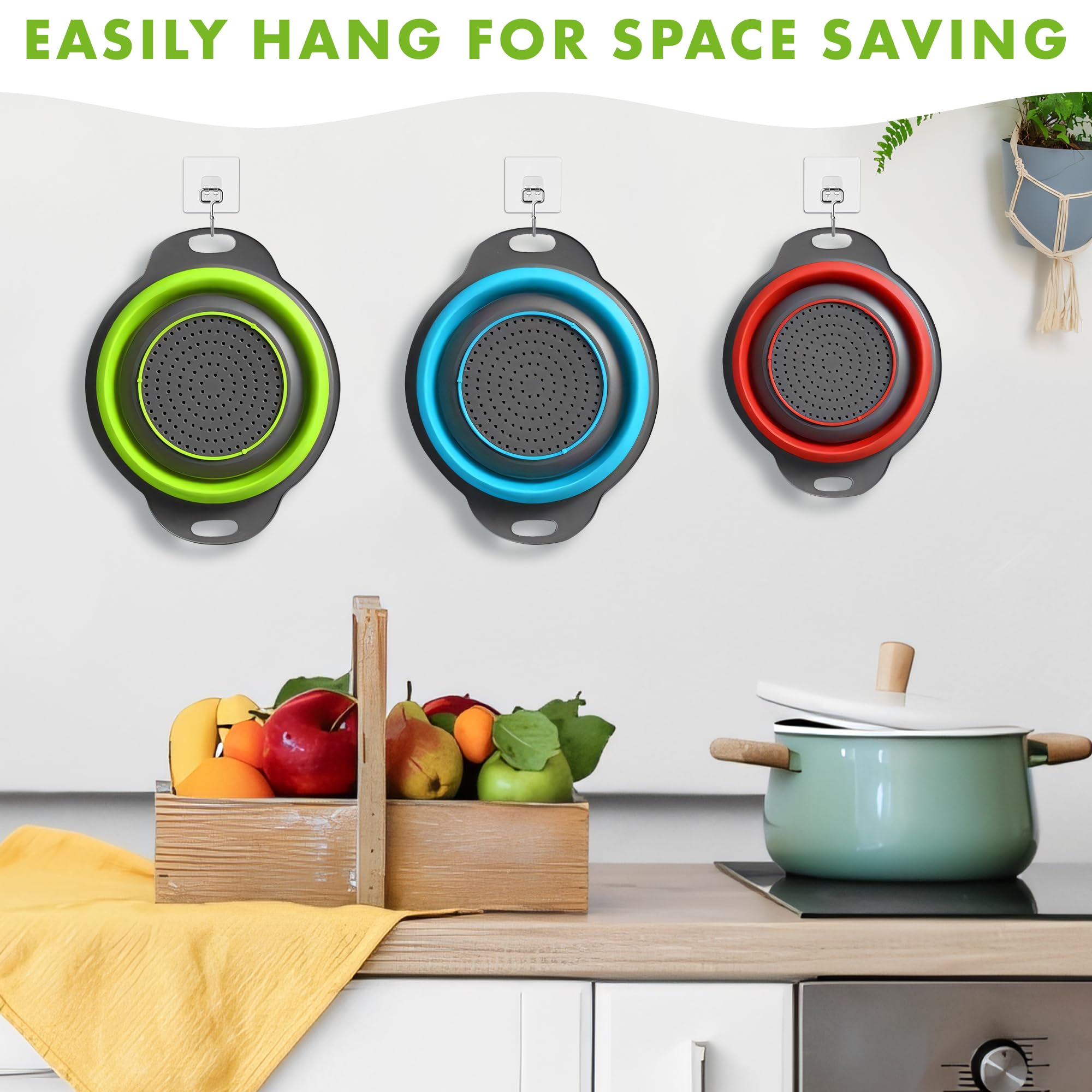 Trendsettings collapsible colander set offers multiple sizes for diverse tasks