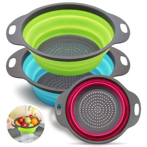 Trendsettings collapsible silicone colander showing compact design for small kitchens