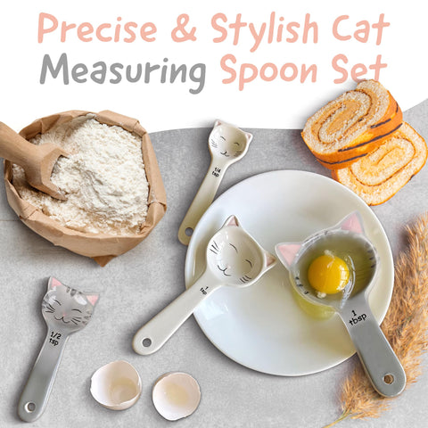 Trendsettings cat spoons in white brighten the kitchen while remaining functional.