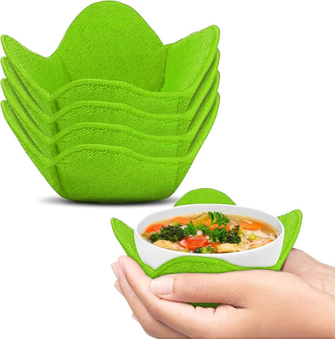 Trendsettings microfiber bowl cozies are durable and heat resistant.