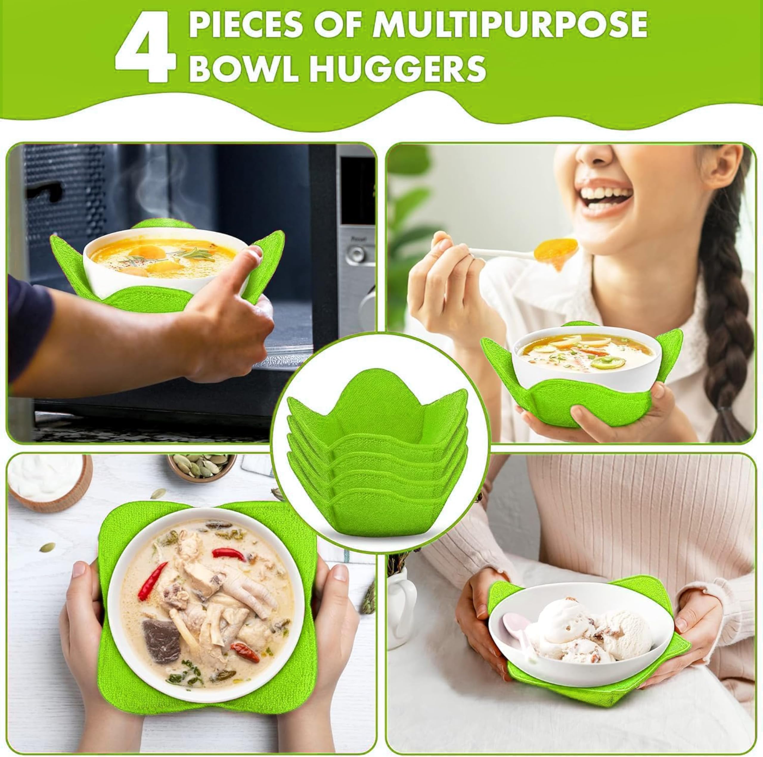 Trendsettings set of four green bowl warmers adds color and practicality.