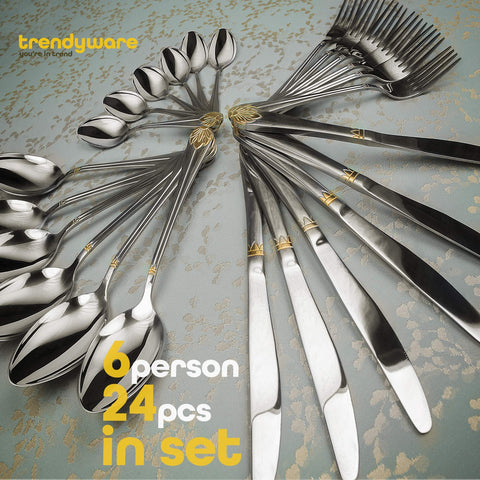 TrendyWare dinner forks with gold accents for main courses and formal meals.