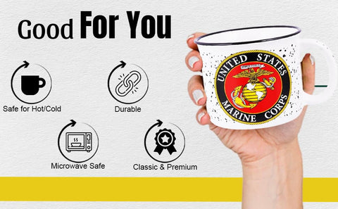 Trendy Zone 21 USMC legacy mug gift-ready packaging ideal for veterans.
