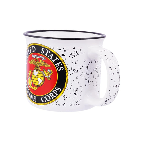 Trendy Zone 21 USMC legacy mug side view highlighting the sturdy ceramic build.