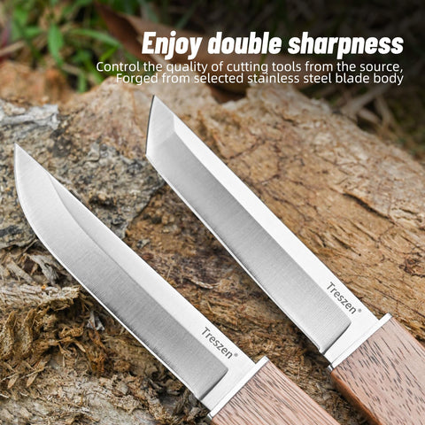 Treszen double knife set high-carbon blades stay sharp for travel-ready prep