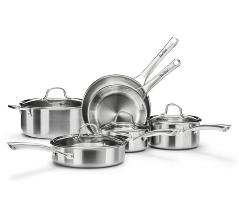 Tri-Ply stainless steel 8-inch frying pan for quick searing and even heat.